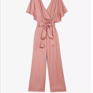 Satin flutter sleeve culotte jumpsuit size medium